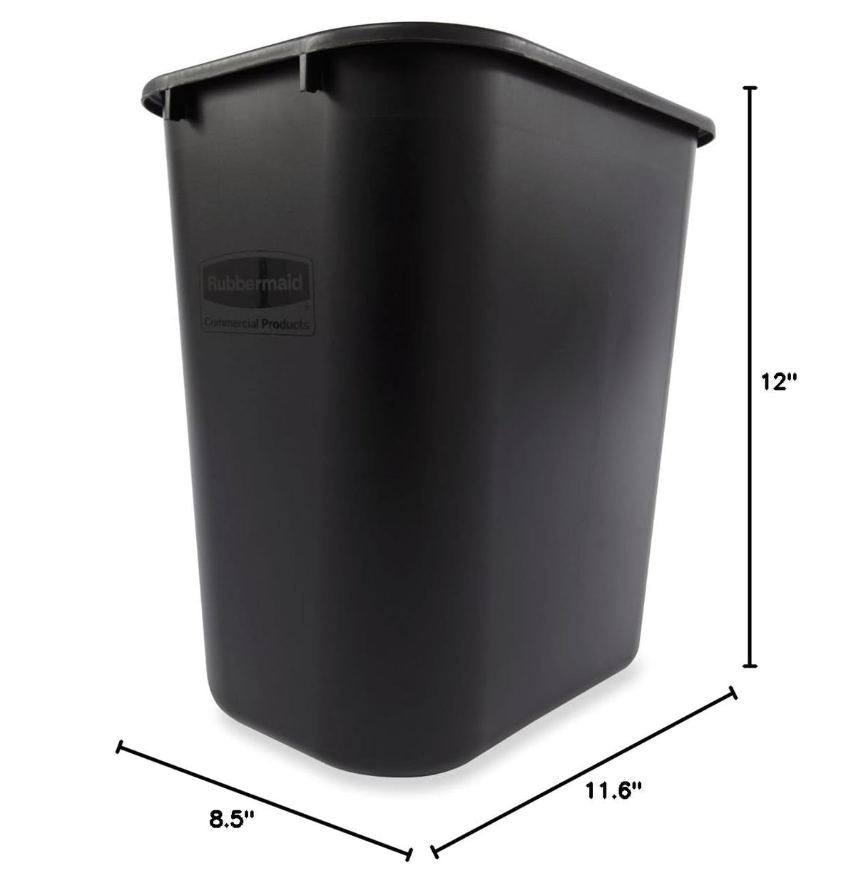 Rubbermaid Commercial Products Deskside Wastebasket/Trash Can, 3.25-Gallon/13-Quart, Black, Small, for Bedroom/Bathroom/Office, Fits Under Desk/Sink/Cabinet