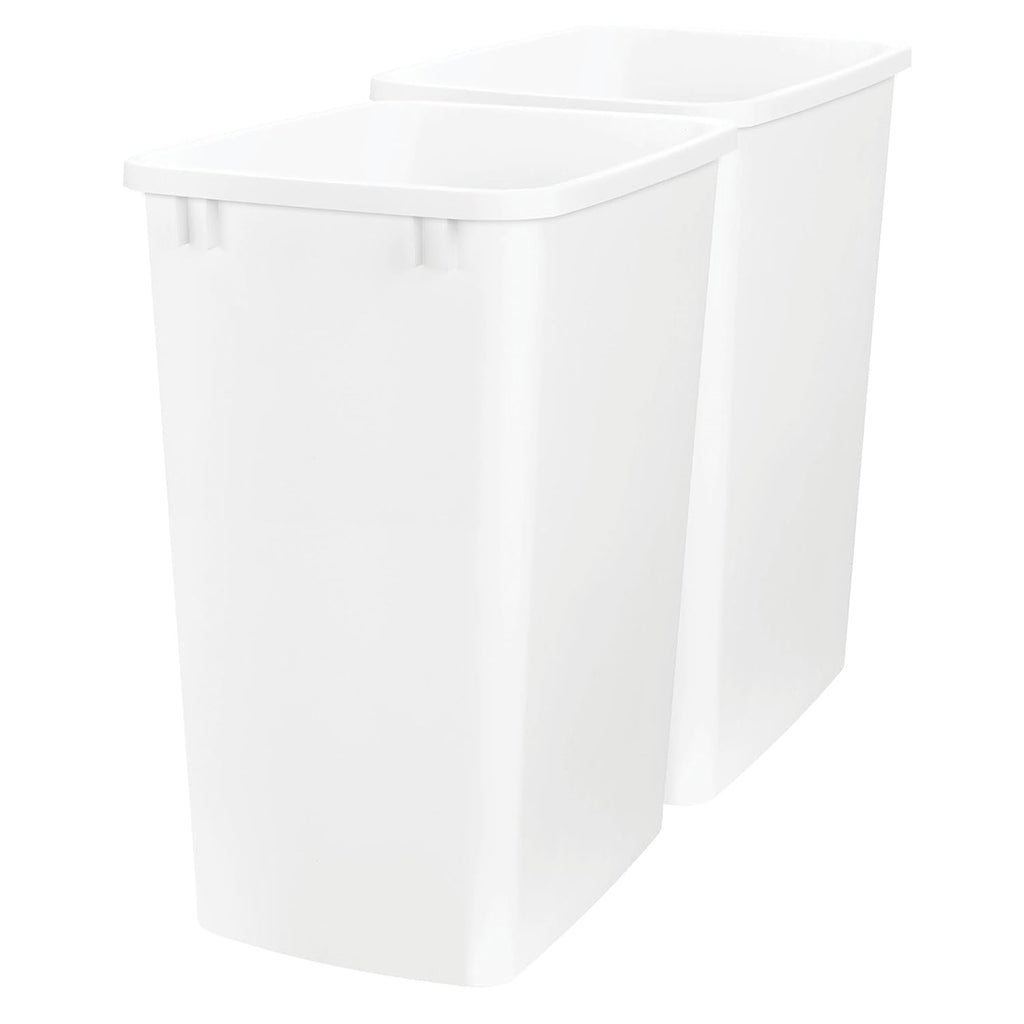 Rev-A-Shelf Double Pullout Garbage Trash Cans for Kitchen Cabinets, 35 Qt | Replacement Large Capacity Waste/ Recycling Bins for Kitchen Cabinet Pullouts, White, RV-35-11-2
