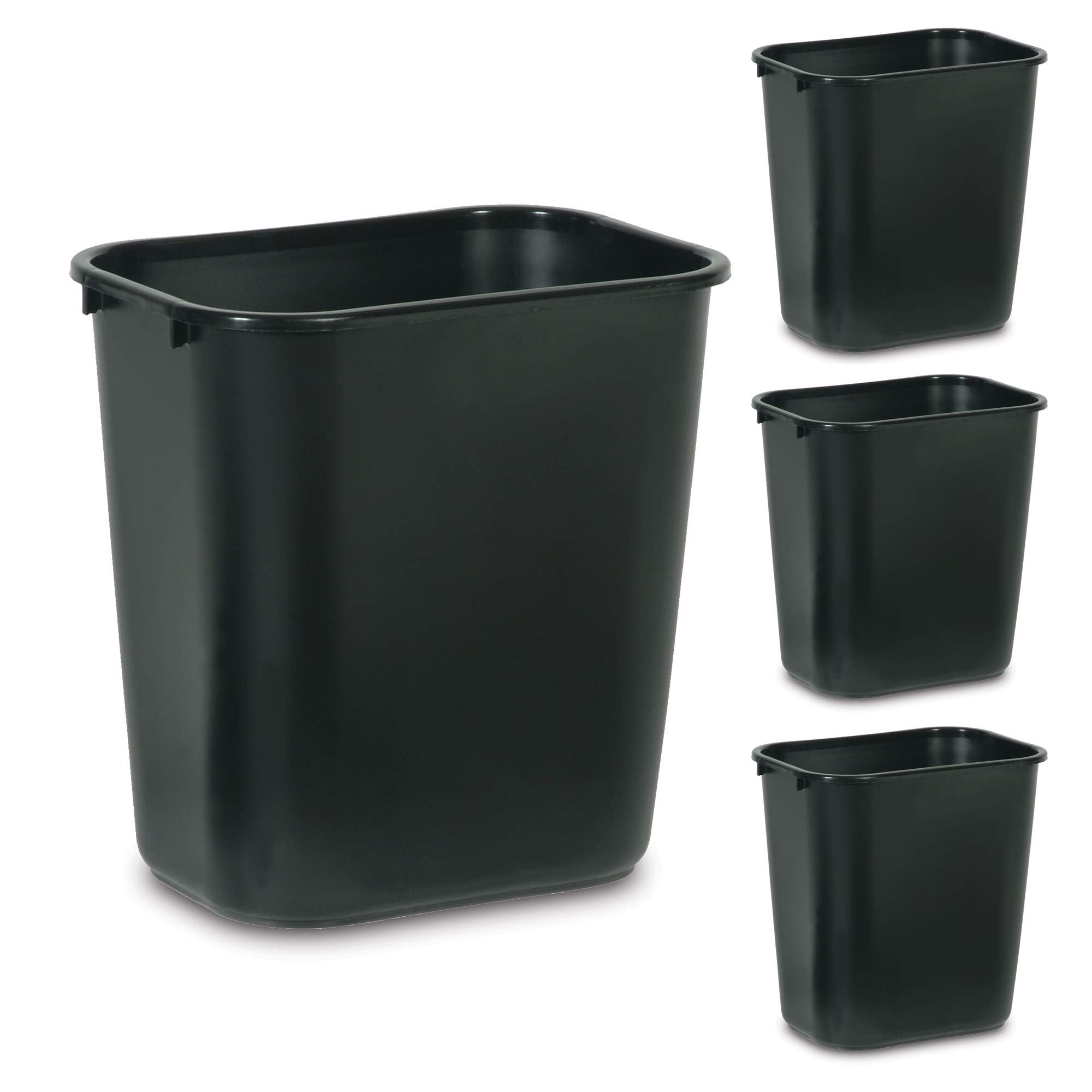 Rubbermaid Commercial Products Deskside Wastebasket/Trash Can, 3.25-Gallon/13-Quart, Black, Small, for Bedroom/Bathroom/Office, Fits Under Desk/Sink/Cabinet