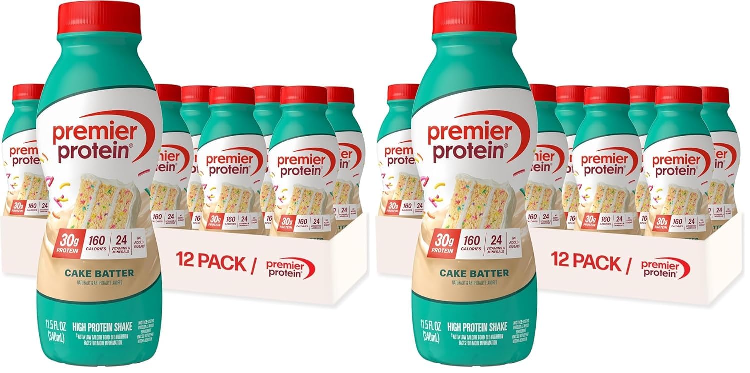 Premier Protein 30g High Protein Shake, Chocolate, 12 Pack Bottles, Vegetarian