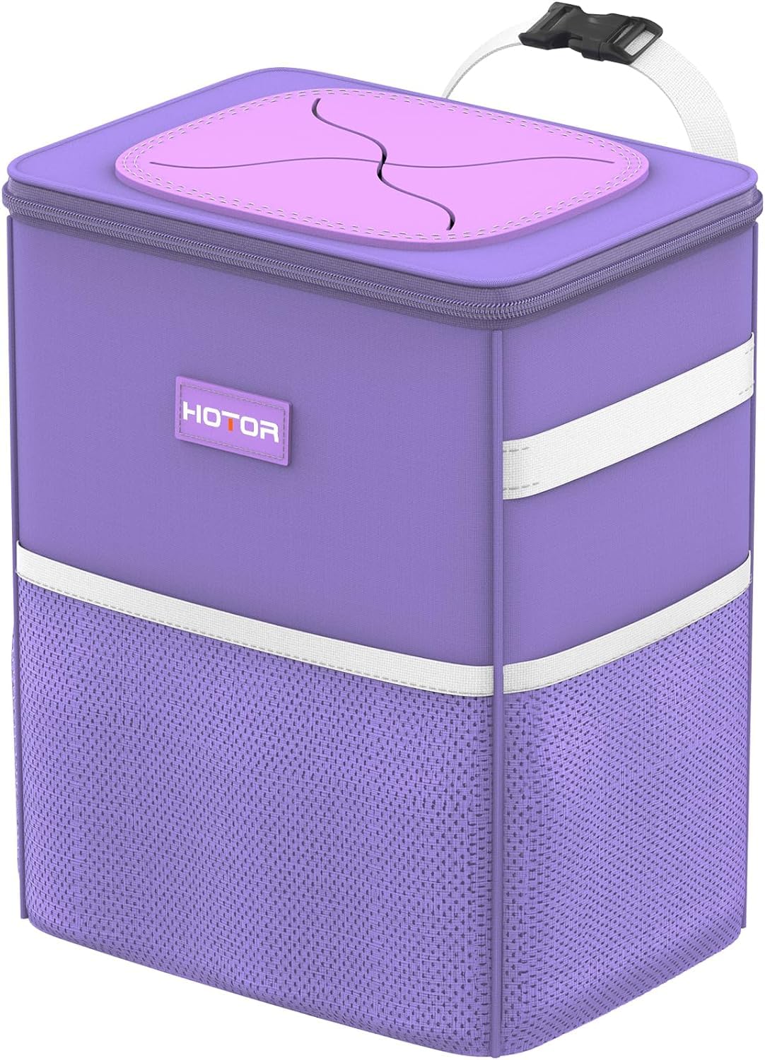 HOTOR Car Trash Can, Compact Waterproof Organizer, Leak-Proof Bin, 2-Gallon | Black, Multifunctional Car Accessory with Adjustable Straps & Magnetic Snaps for Interior Car Storage