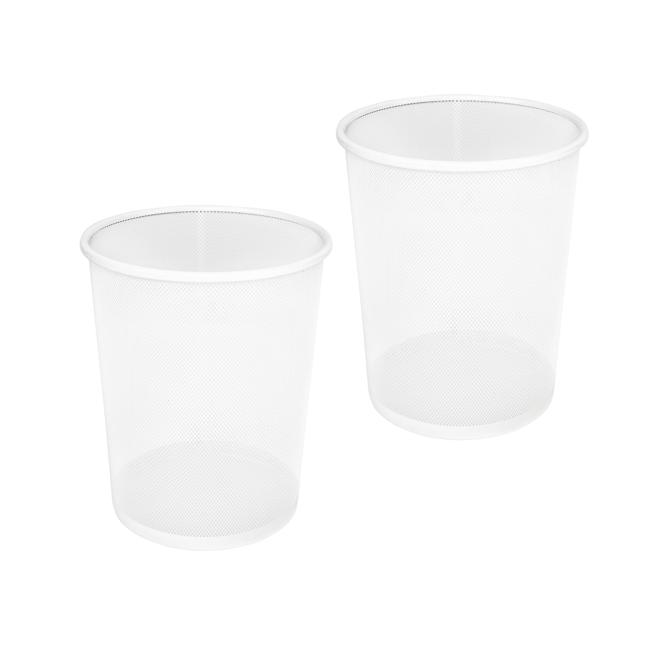 2-Pack 6-Gallon Round Steel Mesh Trash Can, Recycling Wastebasket, Black | Versatile and ventilated bin measures 13.75" high with a 11.5" top diameter