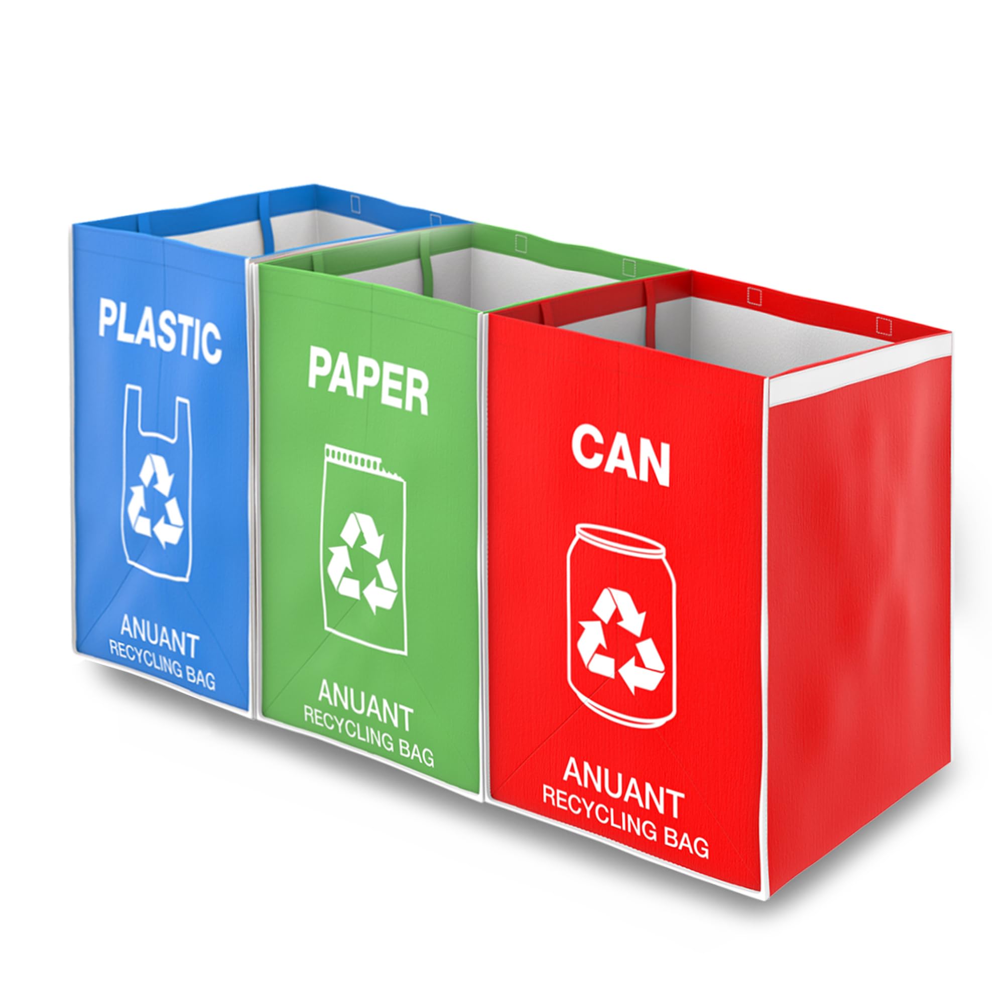 Separate Recycling Waste Bin Bags for Kitchen Office in Home - Large Size Sturdy Double Handles 10 Gallon Recycle Garbage Sorting Bins