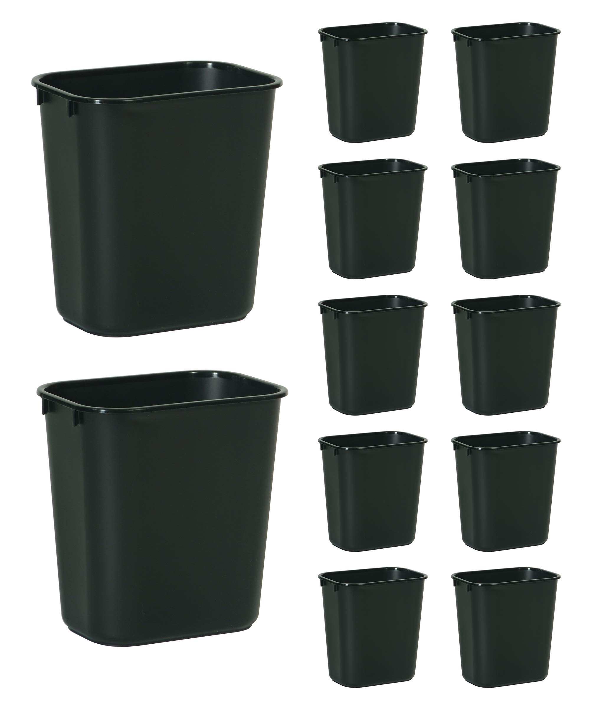 Rubbermaid Commercial Products Deskside Wastebasket/Trash Can, 3.25-Gallon/13-Quart, Black, Small, for Bedroom/Bathroom/Office, Fits Under Desk/Sink/Cabinet