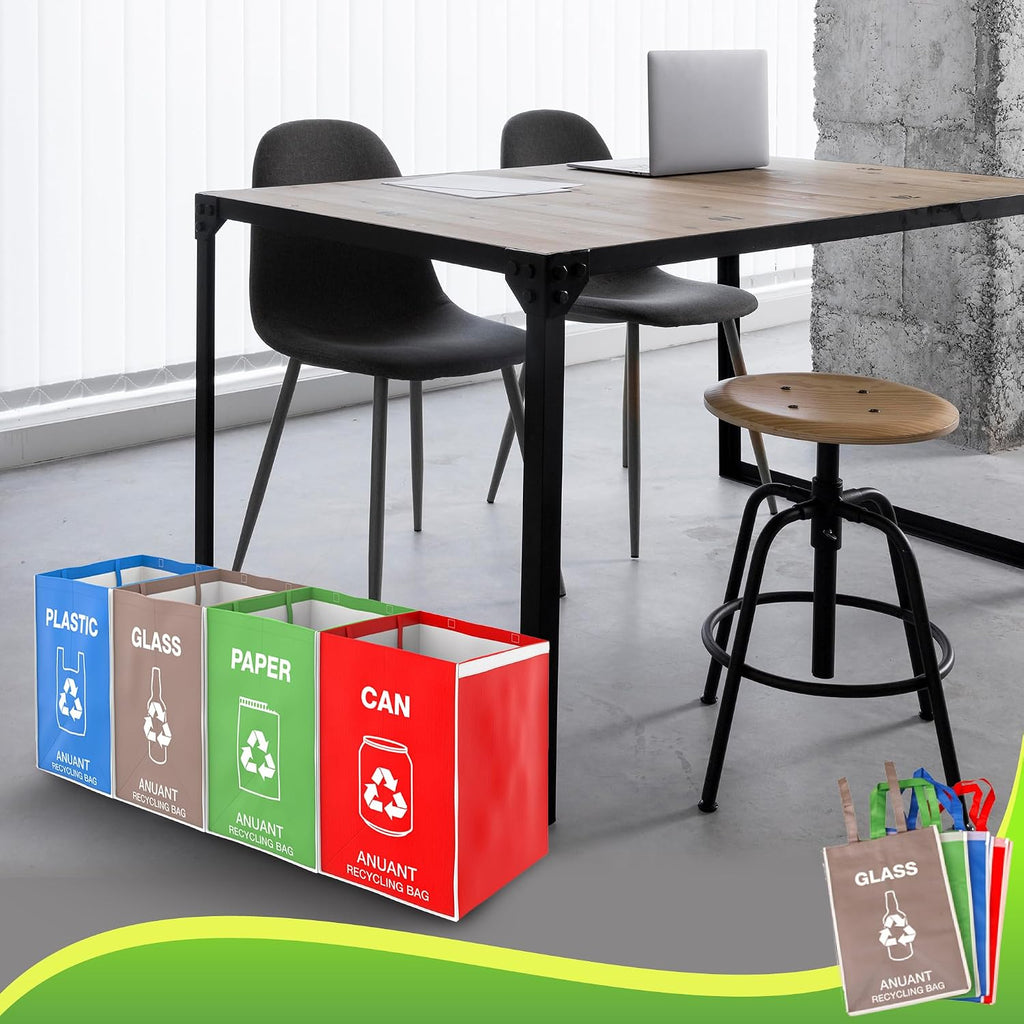 Separate Recycling Waste Bin Bags for Kitchen Office in Home - Large Size Sturdy Double Handles 10 Gallon Recycle Garbage Sorting Bins