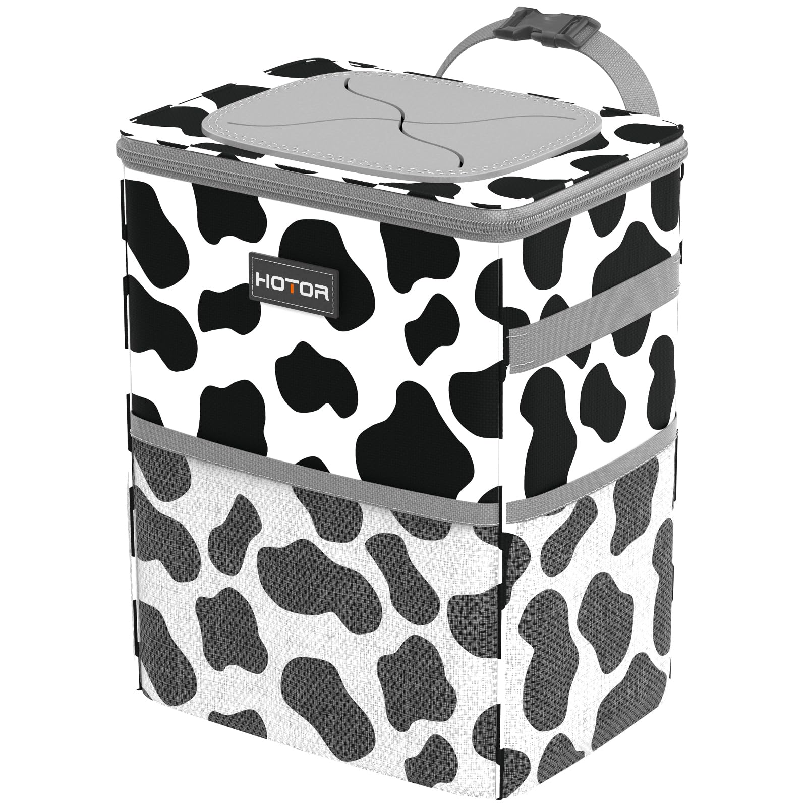 HOTOR Car Trash Can, Compact Waterproof Organizer, Leak-Proof Bin, 2-Gallon | Black, Multifunctional Car Accessory with Adjustable Straps & Magnetic Snaps for Interior Car Storage