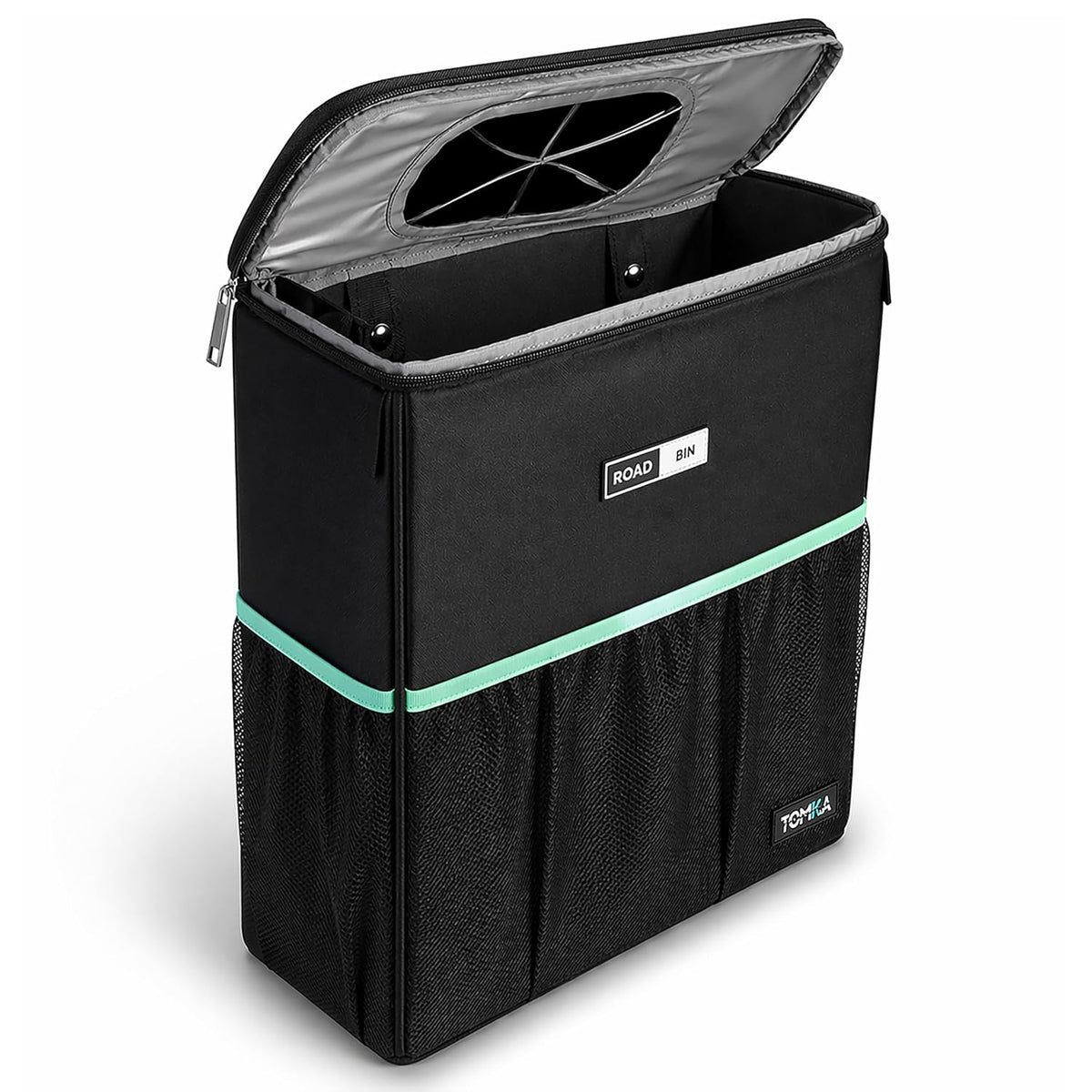 RoadBin Car Trash Can - Slim 4" 2.5 Gallon Hanging Car Garbage Can, Stays Upright, Leakproof and Odor-Sealing Trash Bin for Clean, Clutter-Free Trucks, SUVs and Vans - Designed in the USA