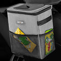 HOTOR Car Trash Can, Compact Waterproof Organizer, Leak-Proof Bin, 2-Gallon | Black, Multifunctional Car Accessory with Adjustable Straps & Magnetic Snaps for Interior Car Storage