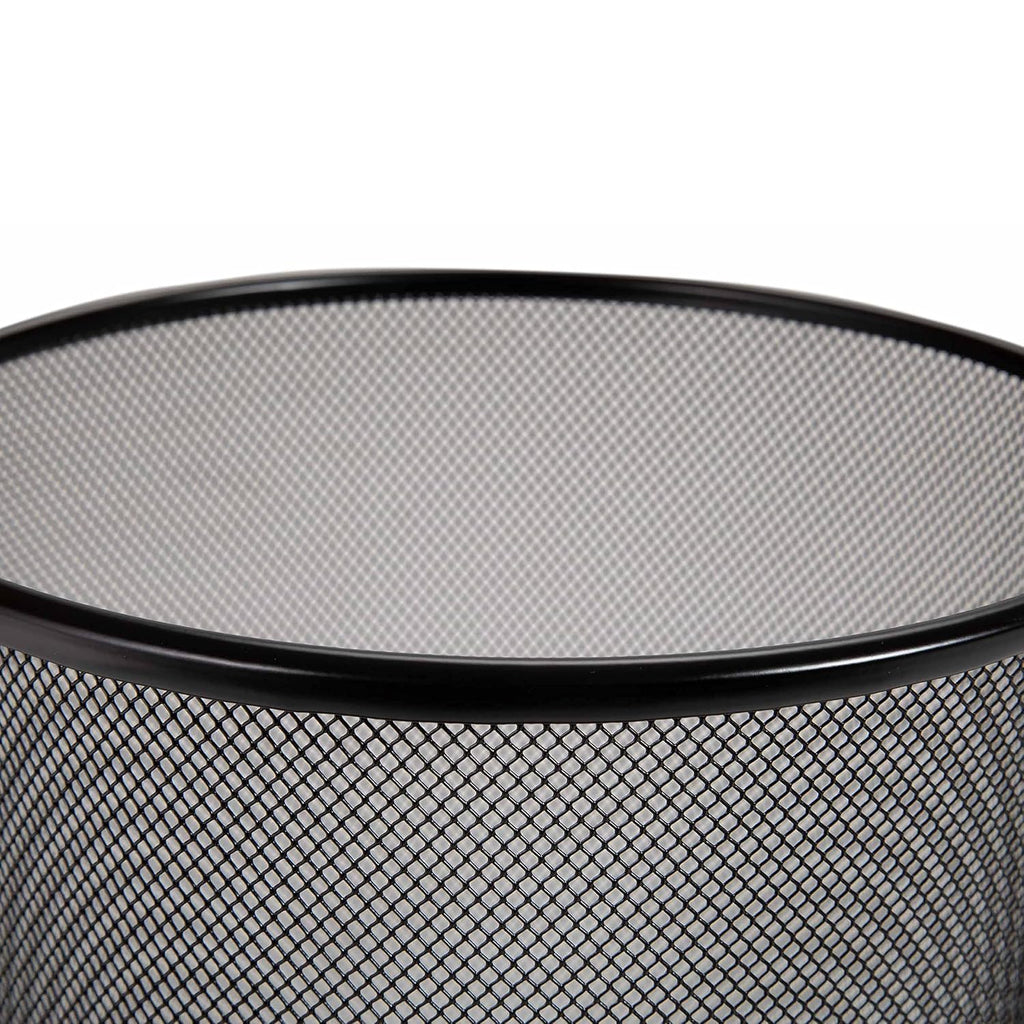2-Pack 6-Gallon Round Steel Mesh Trash Can, Recycling Wastebasket, Black | Versatile and ventilated bin measures 13.75" high with a 11.5" top diameter